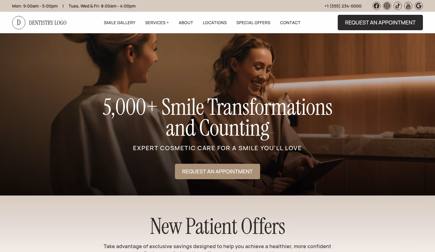 Traditional homepage preview